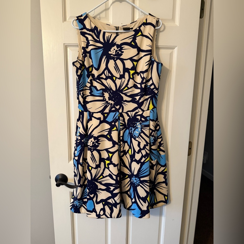 Taylor Navy and Cream Floral Dress